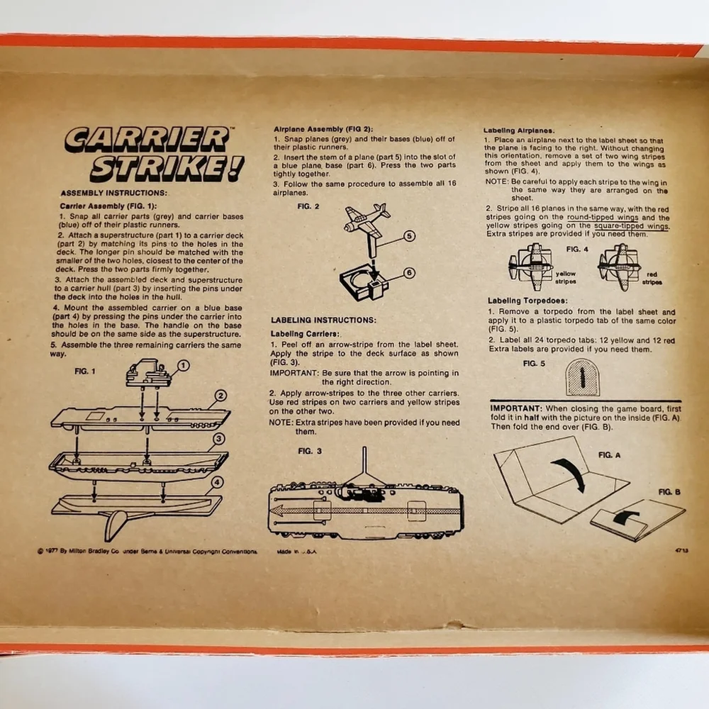 Carrier Strike! 1977 Board Game Milton Bradley Incomplete Vintage